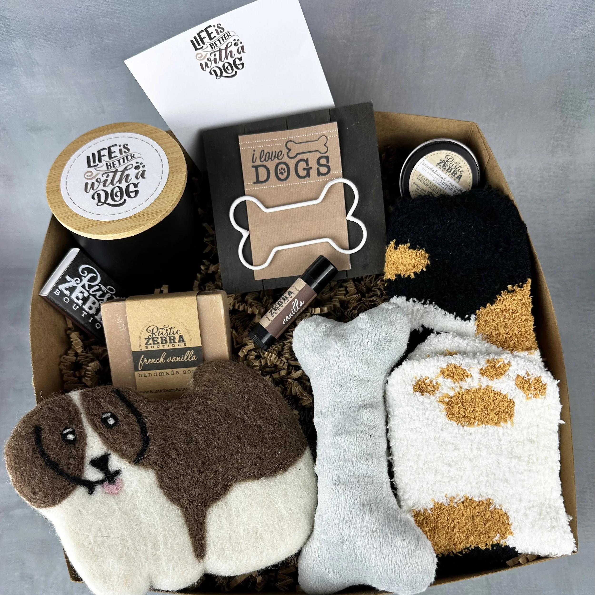 LIFE IS BETTER WITH DOGS Large Gift Box — Rustic Zebra Boutique